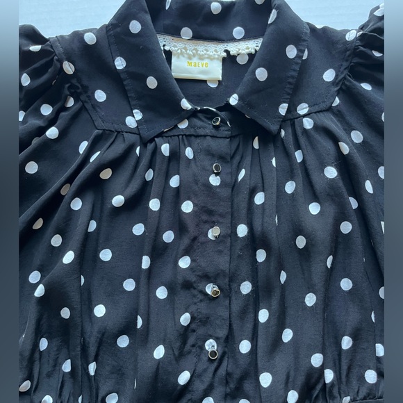 Anthropologie Maeve Canna Polka Dot Tie Waist Flutter Kimono Sleeve Blouse 6 - Picture 5 of 15